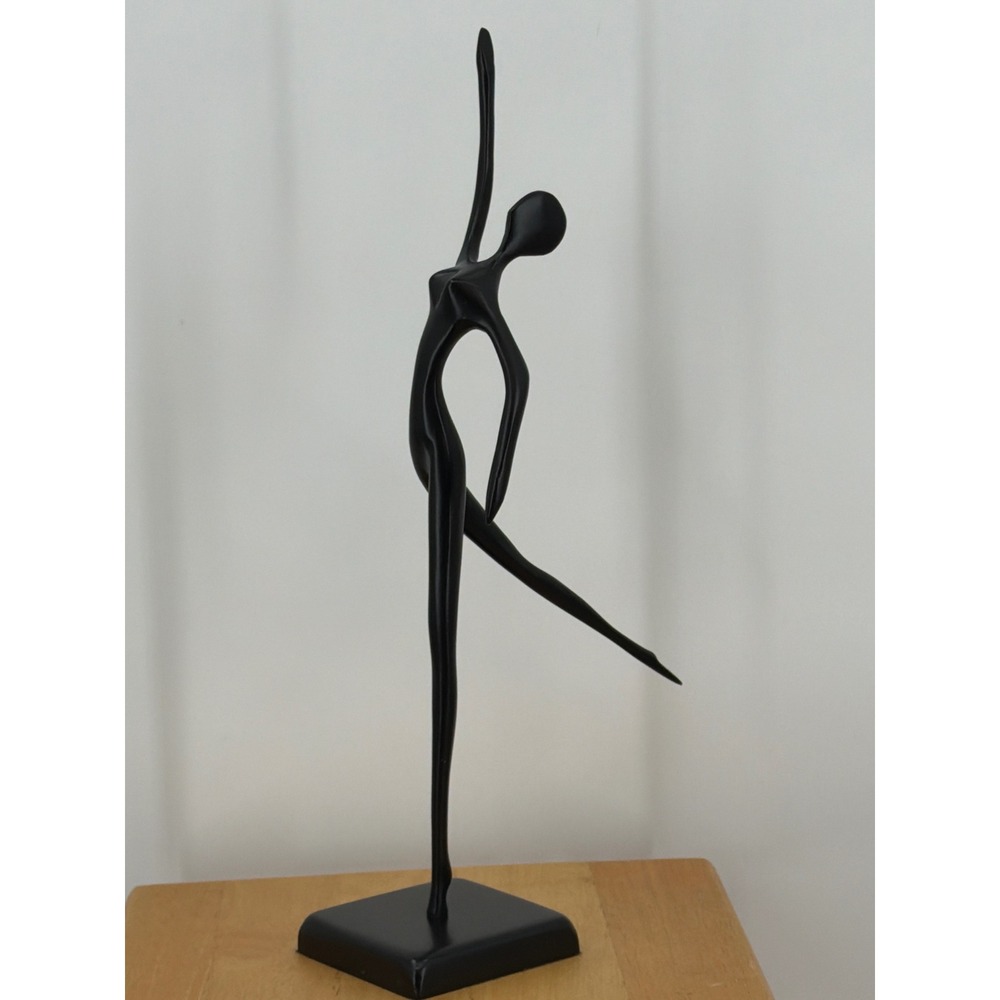 Bodrul Khalique Abstract Ballerina Sculpture Matte Black Dancer Figurine 12.5"